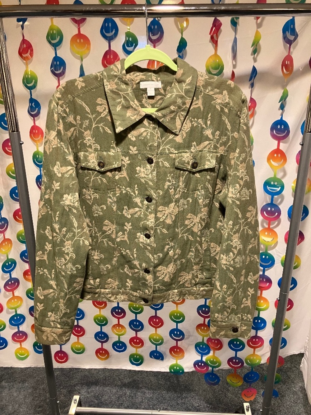 Charter Club Green Floral Jean-Style Jacket (XL)